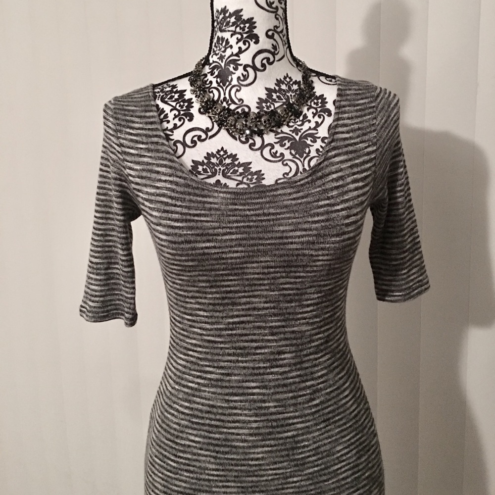 3/4 sleeve black & white mini dress - Picture 1 of 7